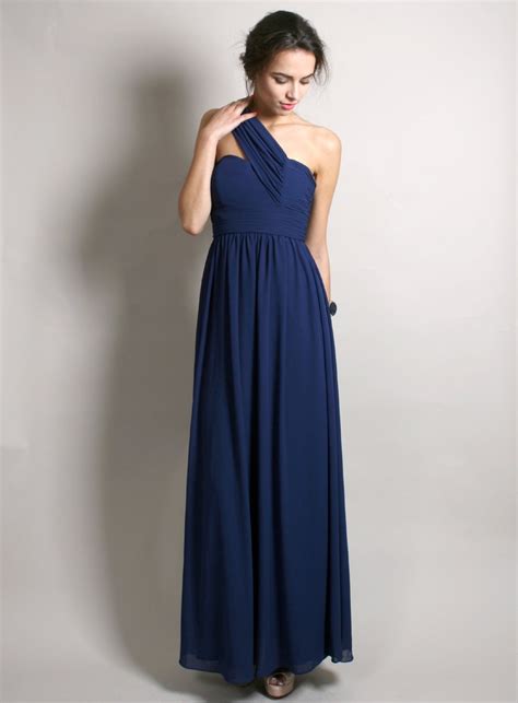 navy one shoulder bridesmaid dresses.